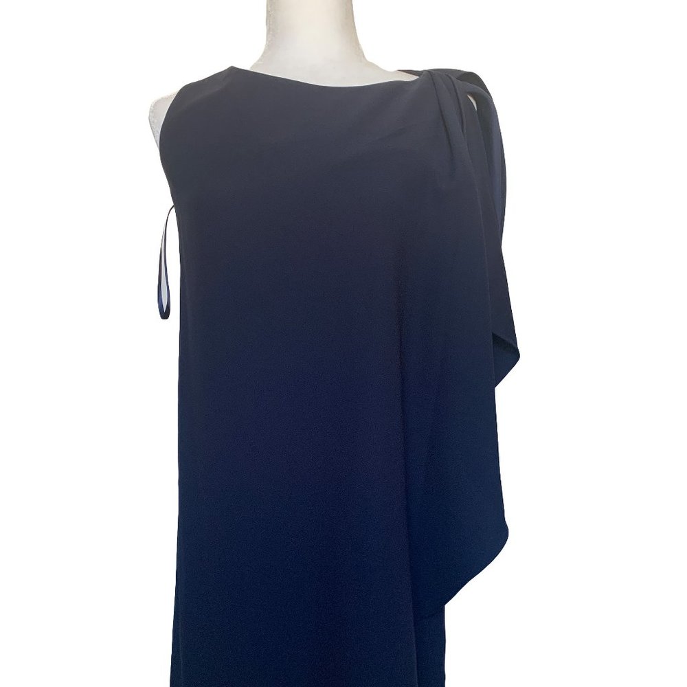 NWT Ted Baker London Corat Draped Bow Shoulder Tunic in Dark Blue Dress